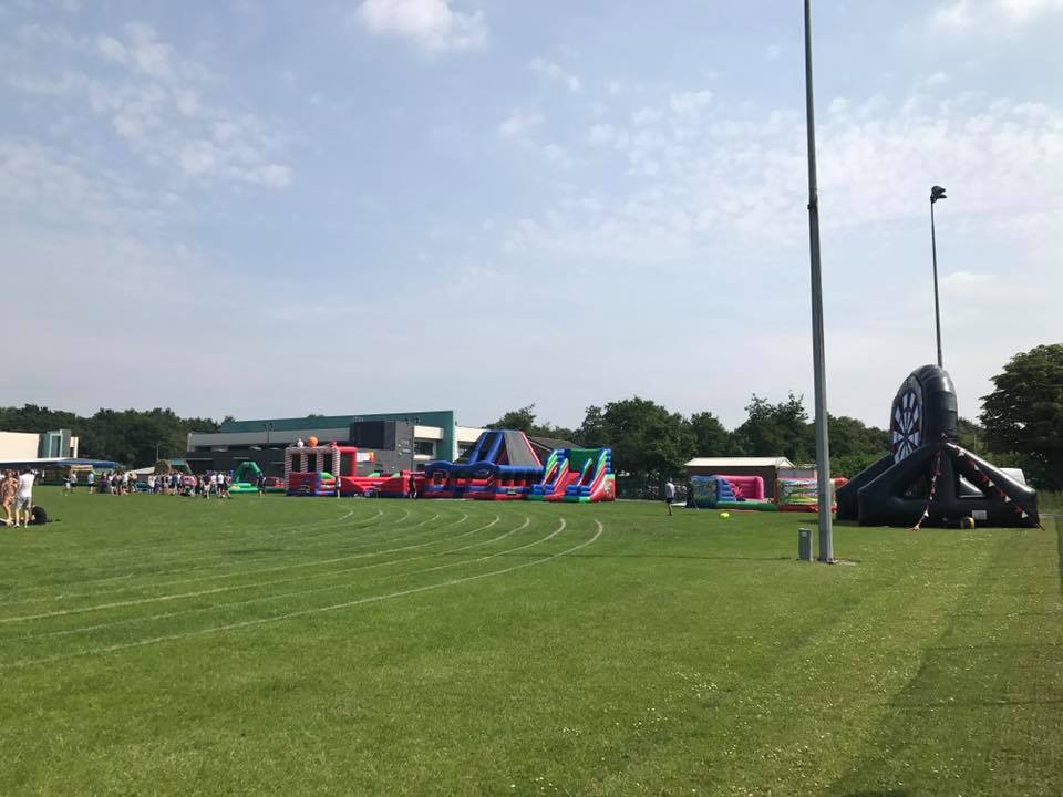 A huge inflatable set up by SJ's Leisure for a secondary school leavers event in June 2017