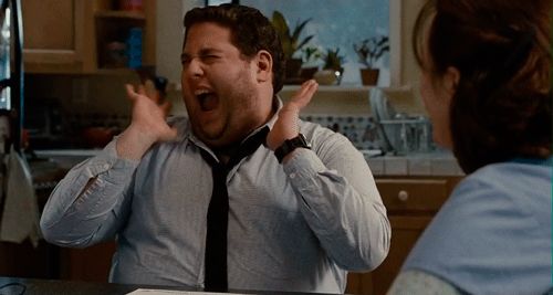 Jonah Hill reacting to SJ's Leisure's news that their nationwide delivery service has now been rolled out