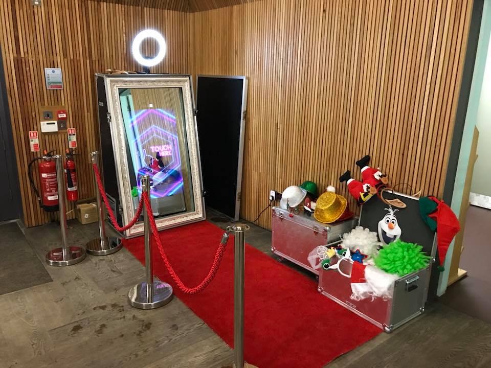Magic Mirror photobooth out on hire for a corporate Christmas party.