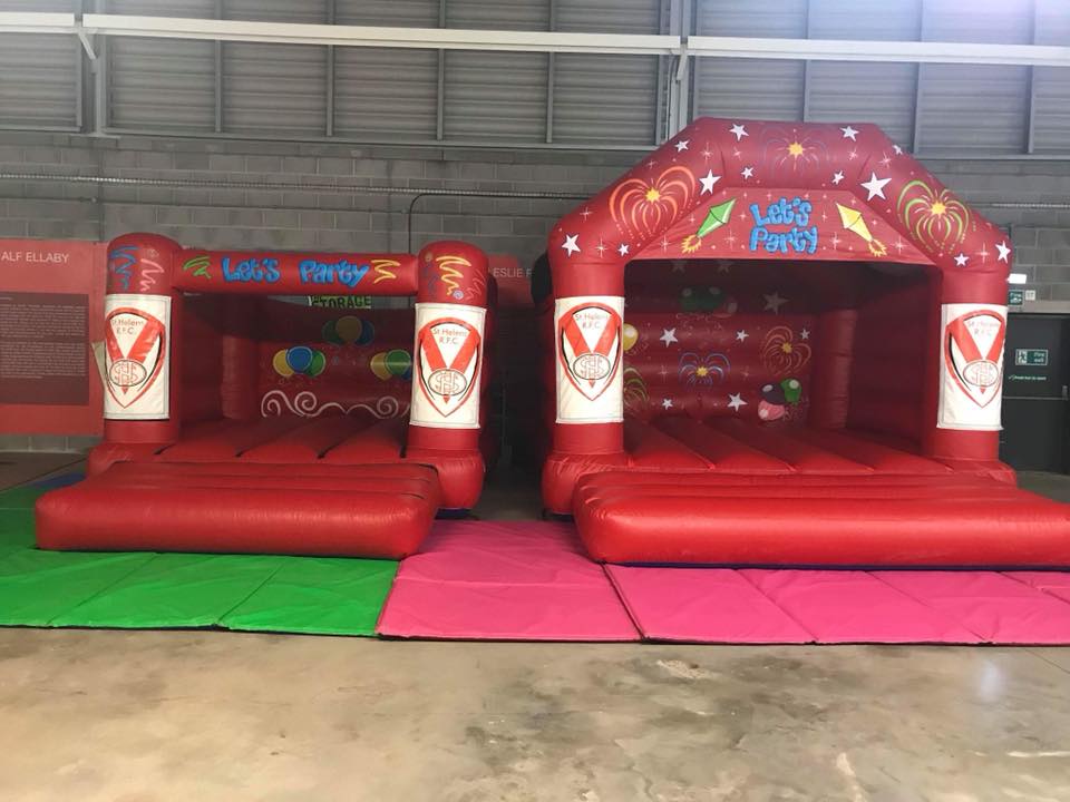 Inflatable bouncy castles at the Totally Wicked Stadium the home of the Saints