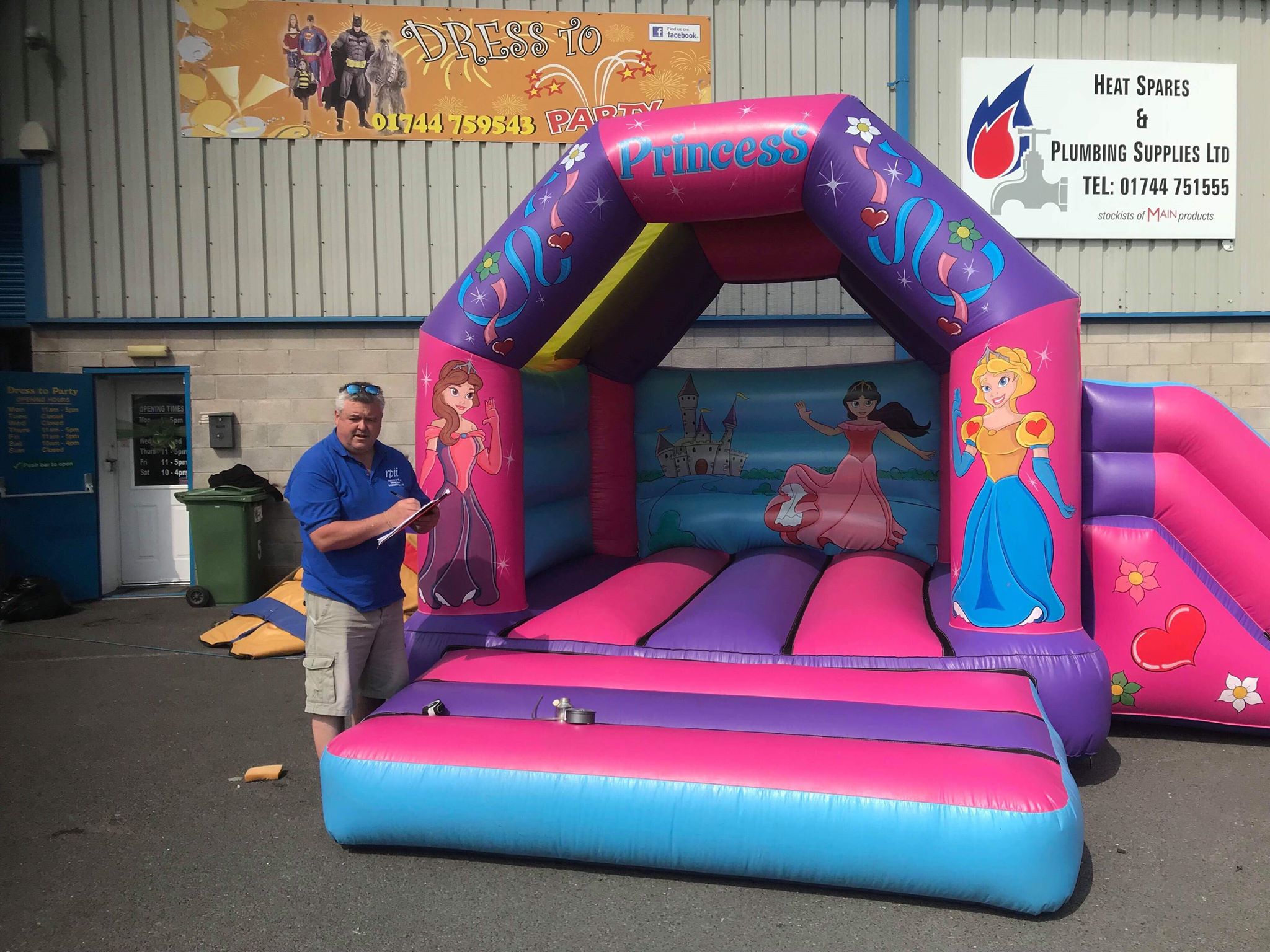 RPII registered PIPA inspector completing an annual test on an inflatable bouncy castle for SJ's Leisure based in St Helens