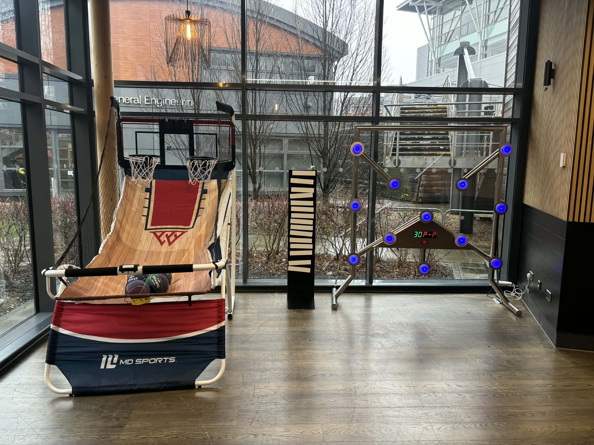 Basketball game and Batak set up at Liverpool John Moores University for a midweek student event