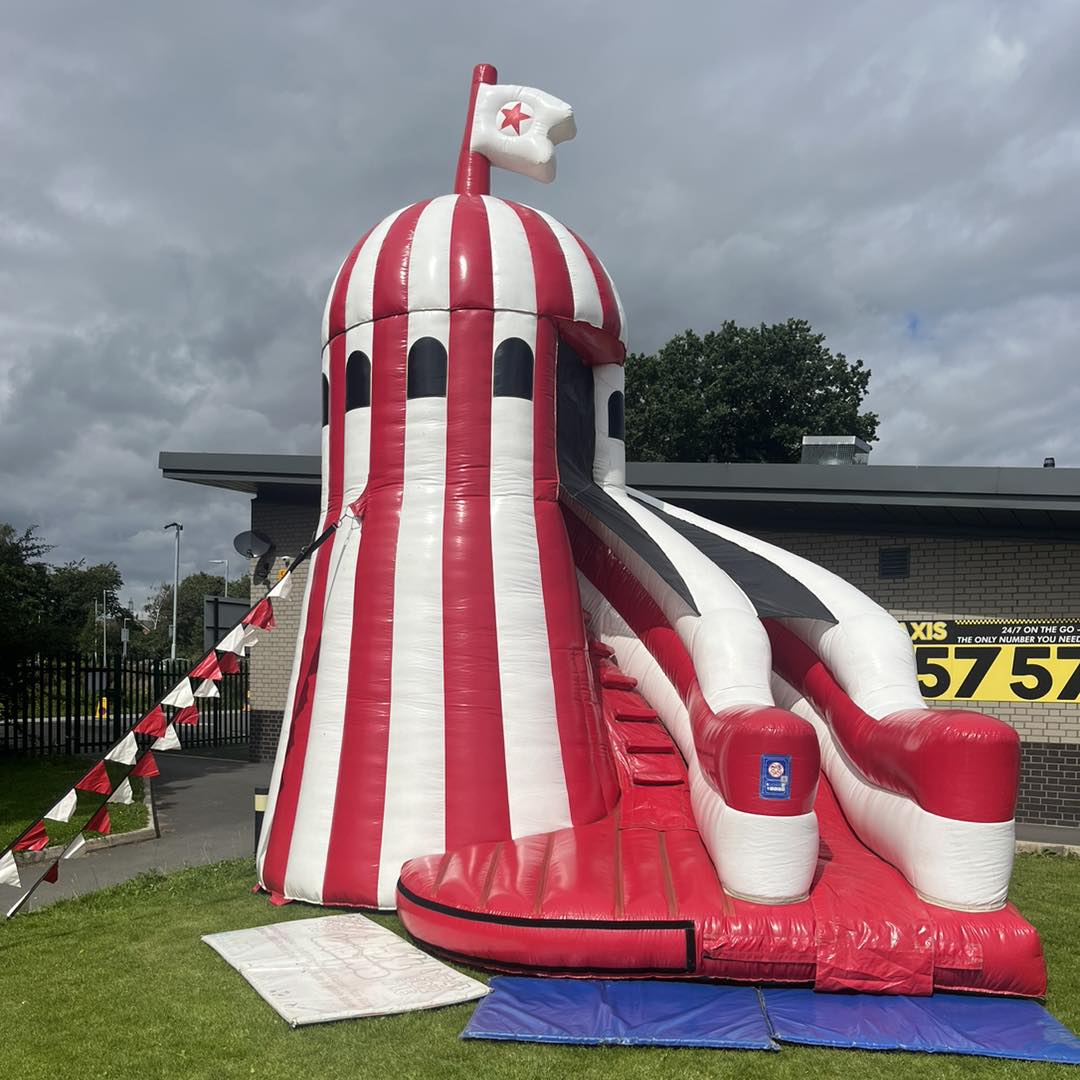 Helter Skelter slide set up at an event in Runcorn, Cheshire