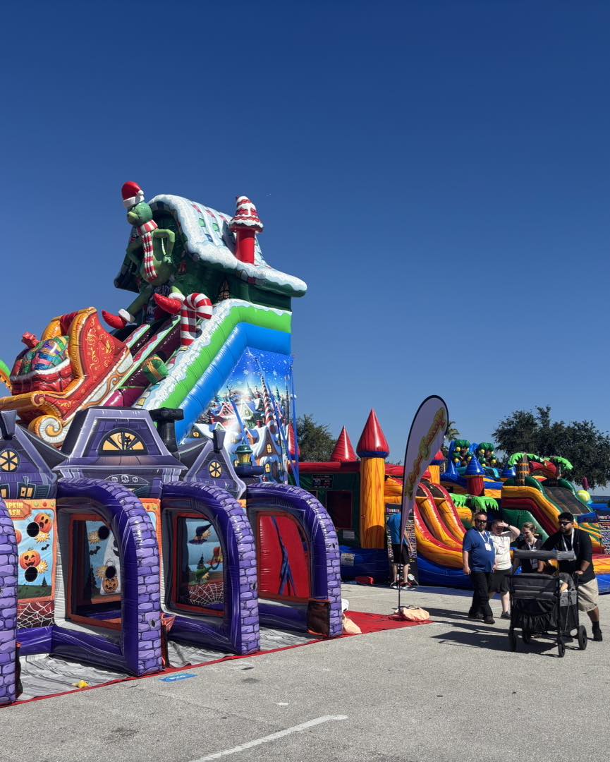 Inflatables outdoors at the IAAPA Expo in Orlando, Florida