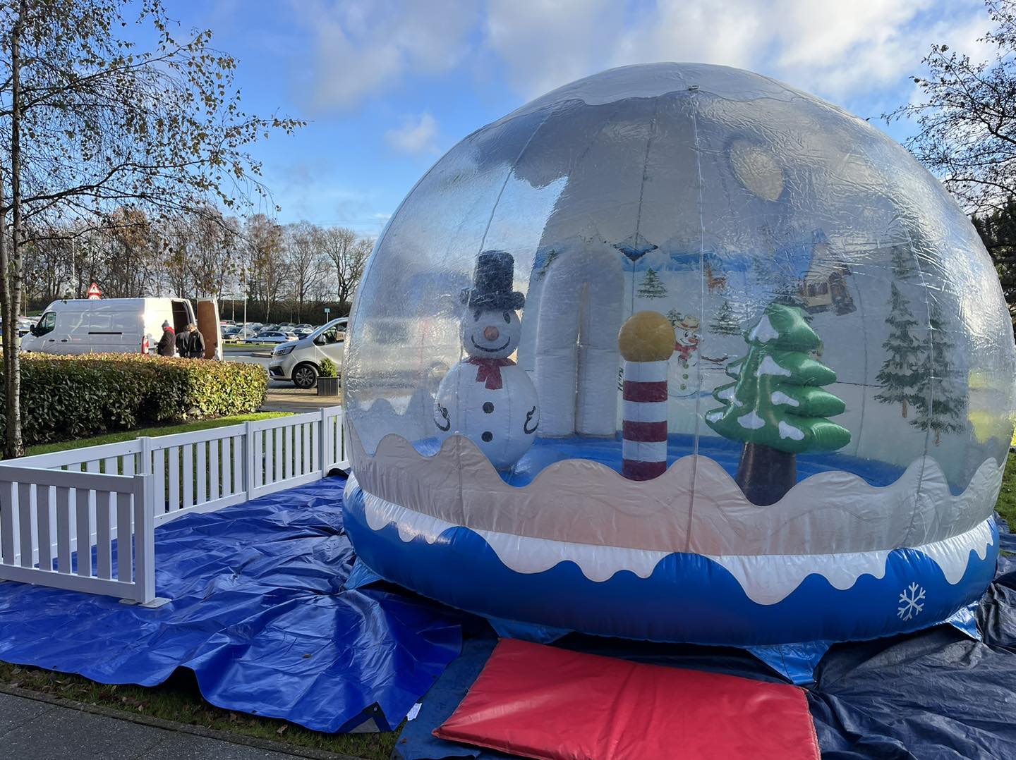 Inflatable snow globe hire at Matalan HQ in Kirkby, Liverpool
