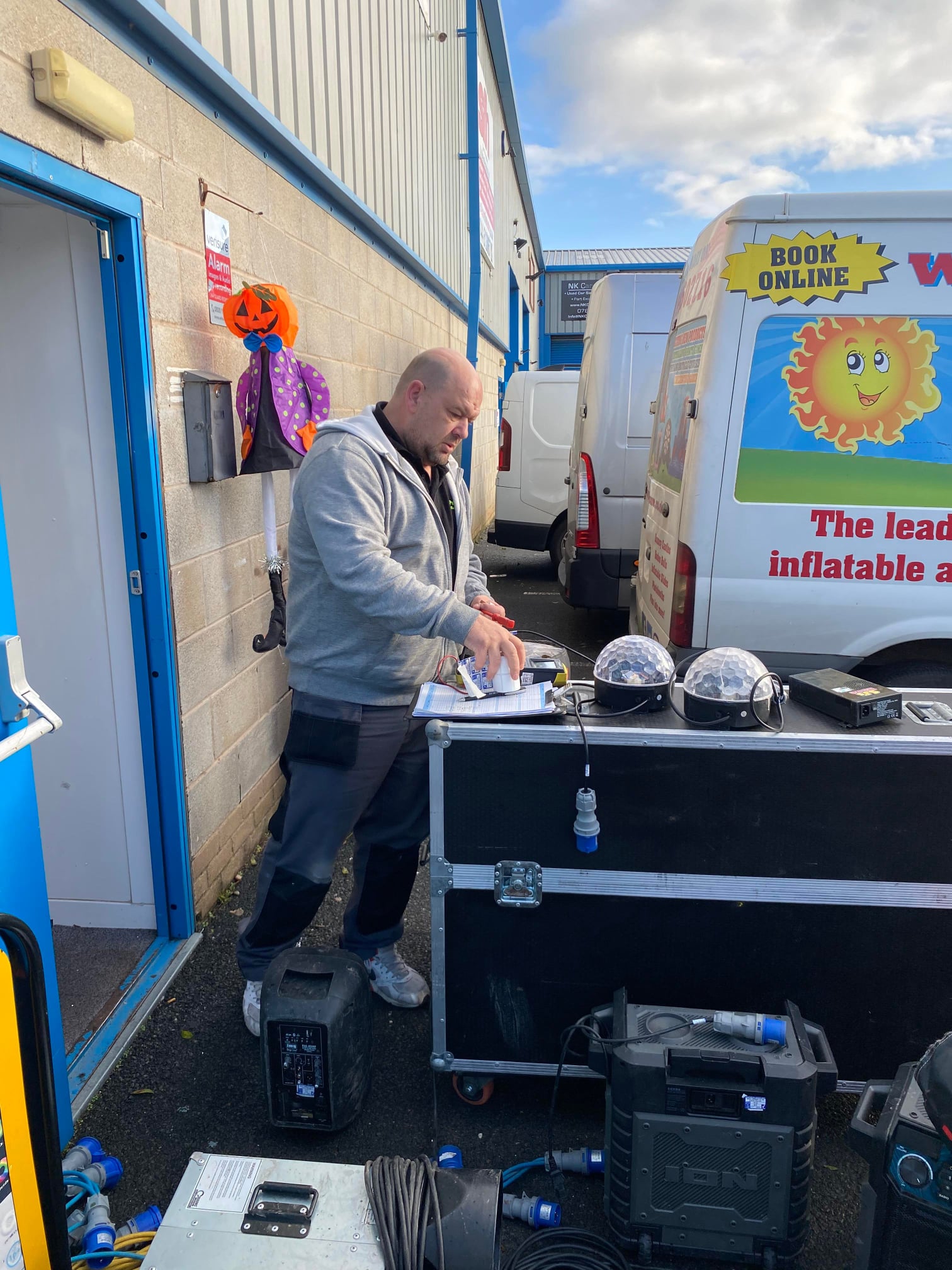 This image shows Scott from M60 PAT Testing in the process of testing electrical items at SJ's Leisure, St Helens.