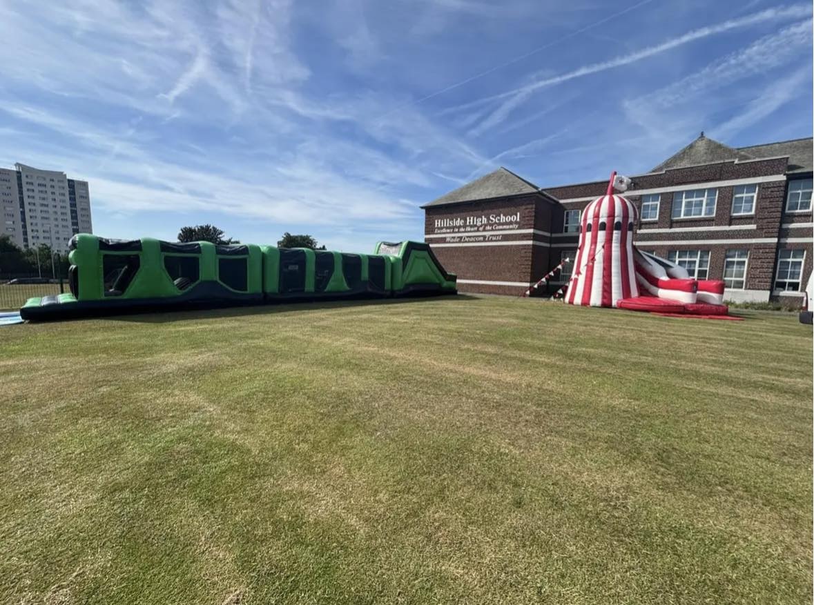 School Fun Day set up at Hillside High School, Liverpool.
