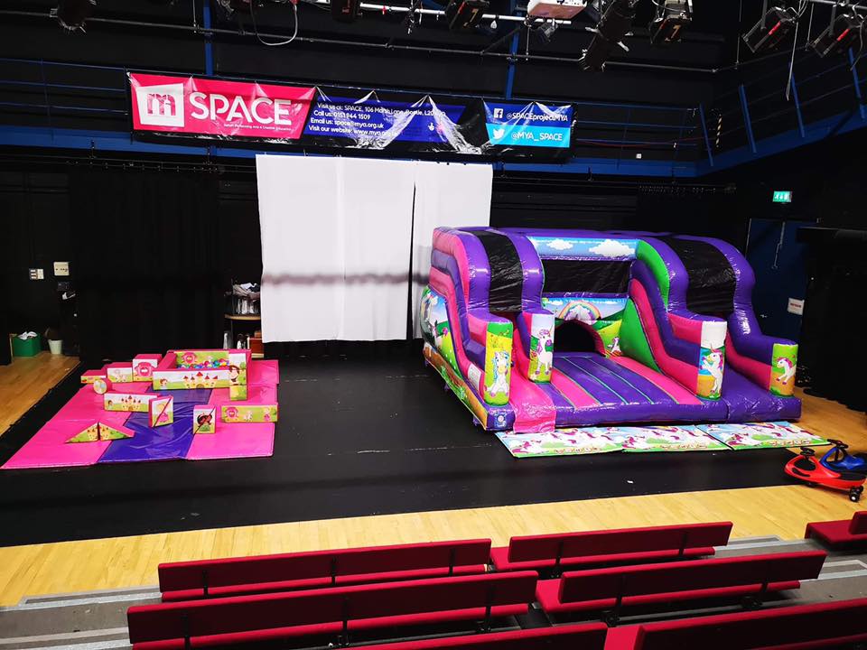 This image shows an indoor party package in Liverpool supplied by SJ's Leisure