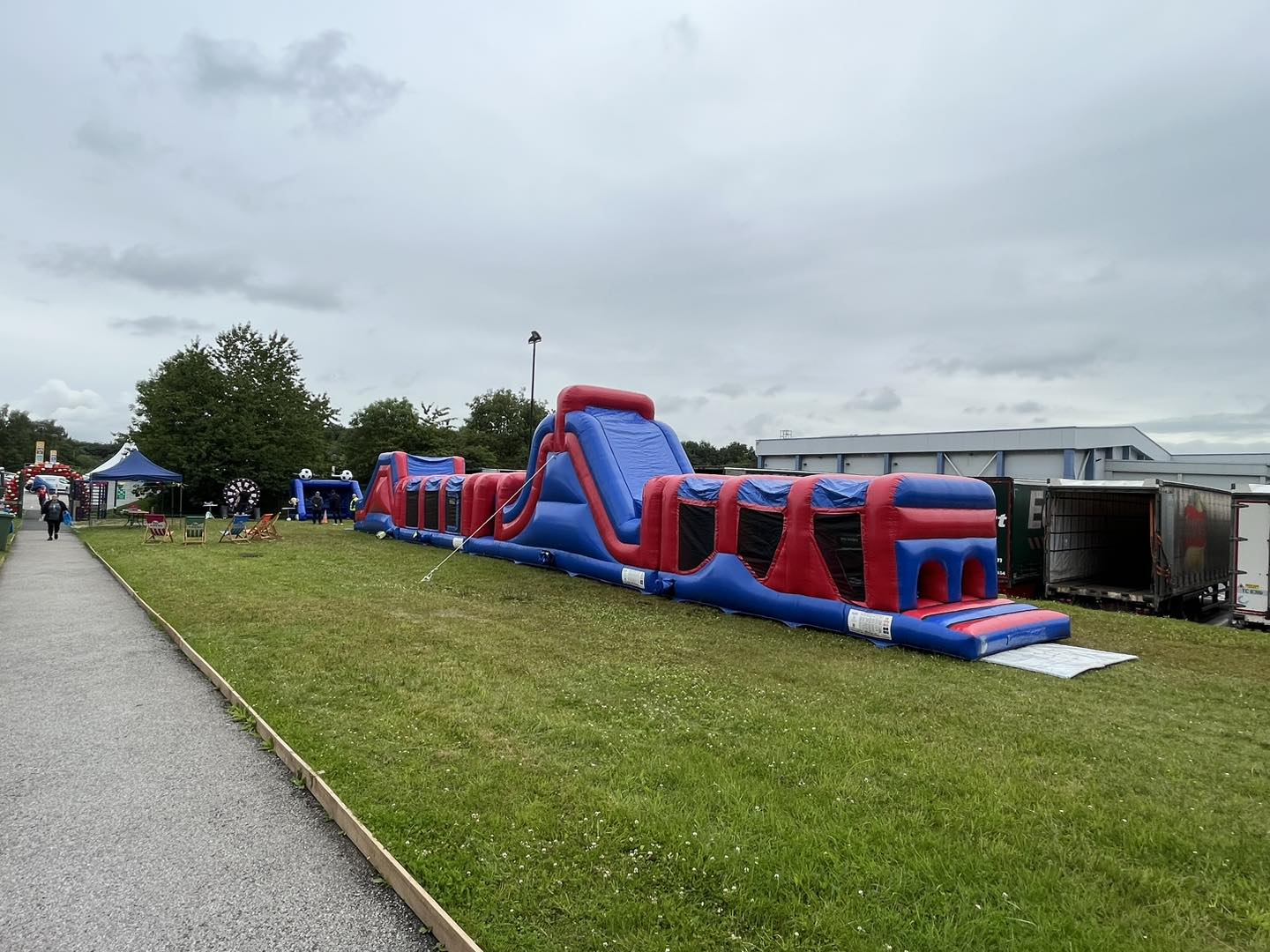 This image shows a selection of inflatable and fun products on hire at Walkers Snack Foods Factory in Skelmersdale, UK